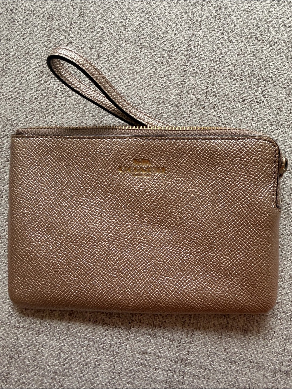 Coach Metallic Brown Leather Wristlet Clutch